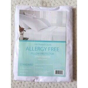 NEW 2 PACK Allergy Free Cotton Zippered Standard Pillow Protector